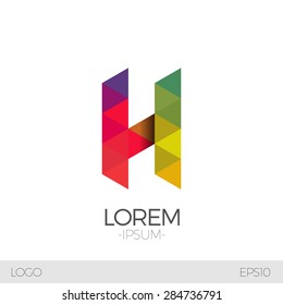 Letter H Vector Origami Logo icon. Colorful Abstract Design template element logo icon