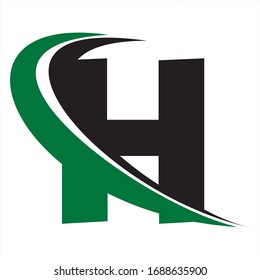 Buchstabe H, Vektorzeichen. Hand Ok Symbol Symbol. Negative Weltraumidee-Logo. Bunny Kaninchen Logo Design Vorlage.