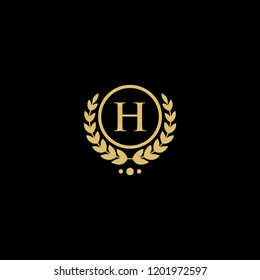 letter H vintage wheat logo