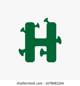 Letter H with virus and bacteria 