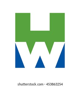letter H and W logo vector.