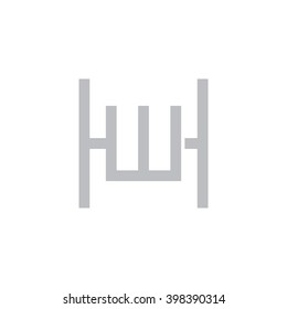 letter H and W monogram square shape logo gray