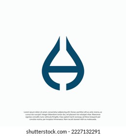 letter H with water drop style, for oil, lubricants, water or liquid logo design vector silhouette illustration
