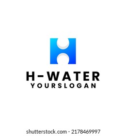 letter h water gradient logo design