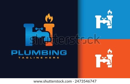 letter H water tap and heating logo