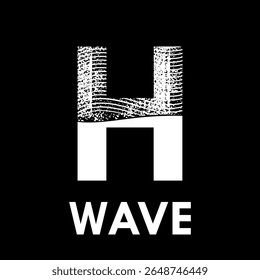 Letra h com modelo de logotipo de design de onda ilustração