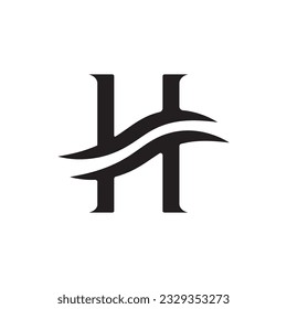 letter H wave japanis logo design icon.