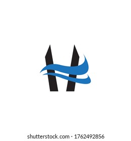 Diseño del logotipo de la onda H de la letra 