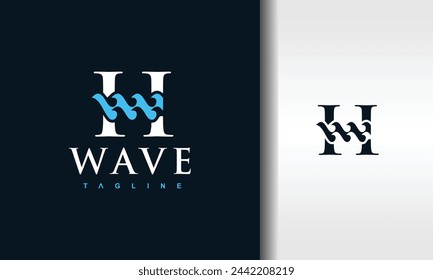 letter H wave ocean logo