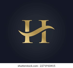 letter H wave sign logo
