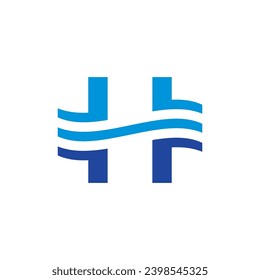 Letter H Wave Water Logo Icon Design Template Elements