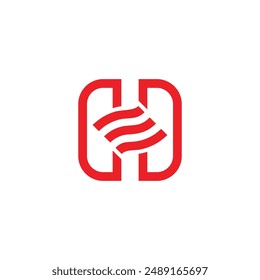 letter h waving flag simple geometric logo vector 