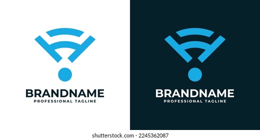 Letra H WiFi Logo, apto para cualquier negocio relacionado con señal, Wifi, sonido u otro con iniciales H.
