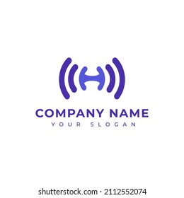 Plantilla de diseño del vector del logotipo de la carta H wifi