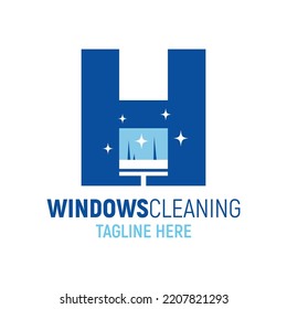 Letter H Window Cleaning Logo Design Template Inspiration, Vektorgrafik.