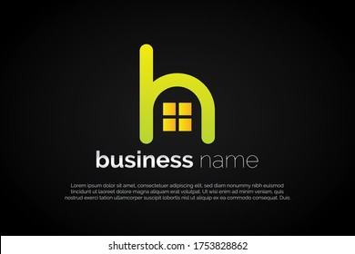 Letter h With window icon incorporated with in for Initial Letter Logo For Your Real Estate Company, Business, Association. Alphabet Logo Template Ready For Use, Modern Initial Logo