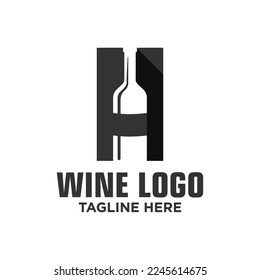 Letter H Wine Logo Design Template Inspiration, Vector Illustration.