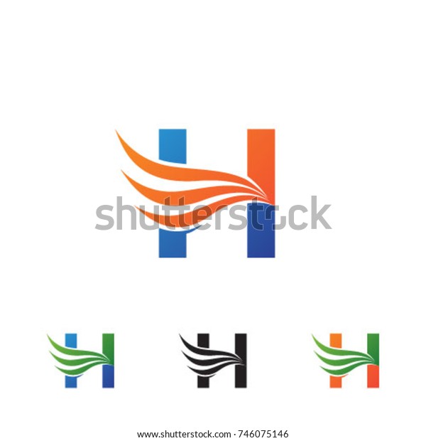 Letter H wing flying\
logo icon template