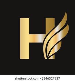Letter H Wing Logo Design For Freight and Transportation Symbol. Wing Logotype Template