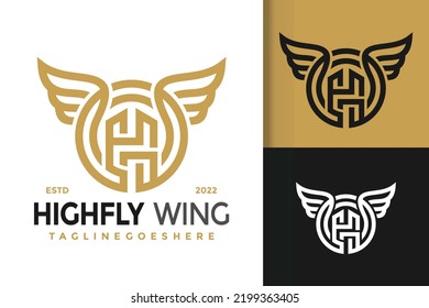 Diseño del logotipo de la letra H Wings, vector de logotipos de identidad de marca, logotipo moderno, plantilla de ilustración del vector de logotipos