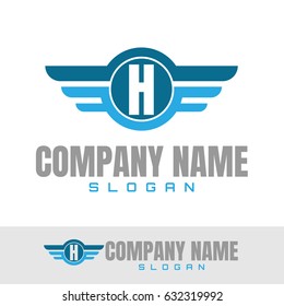 Letter H Wings Logo Design template