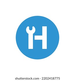 Letter H wrench logo design, service and repair logo concept, mechanic logo icon vector