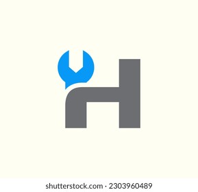 
letter H and wrench symbol