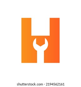 Letter H Wrench Symbol For Real Estate, Building, Construction Repair Logo Vector Template