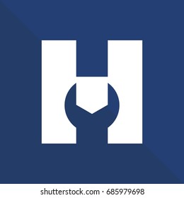 letter H and wrench symbol. vector logo.