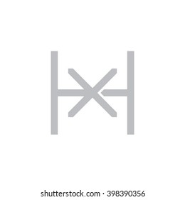 letter H and X monogram square shape logo gray