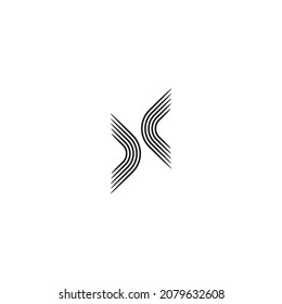 
letter H and X stripes simple symbol logo vector