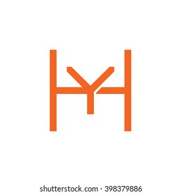 letter H and Y monogram square shape logo orange