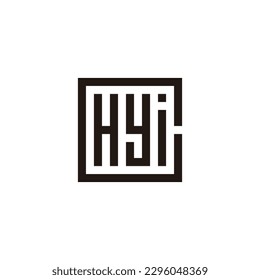Letter H, y and i square, rectangles geometric symbol simple logo vector
