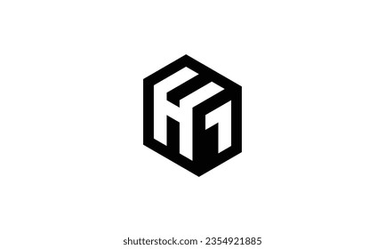 Letter H1 Polygon geometric shape icon initial H1 tech logo.