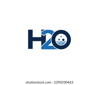 Letter H2o or H20 Water Bubble Logo Design With Water Wave Symbol Vector Illustration.