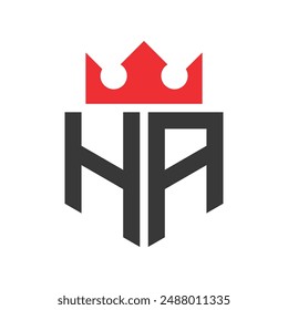 Letter HA Crown Logo. Crown on Letter HA Logo Design Template