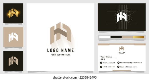 Letter HA or HF monogram logo with business card design
