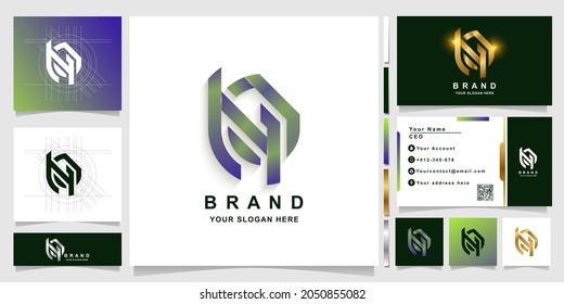 Letter HA or HJ monogram logo template with business card design