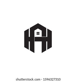 letter ha house hexagonal geometric symbol logo vector