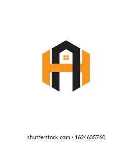 letter ha house hexagonal geometric symbol logo vector