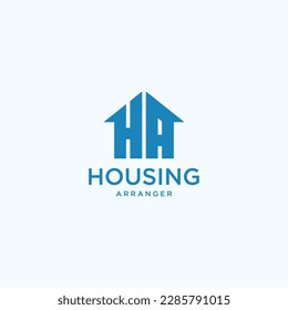 Letter HA house shape geometric logo design vector icon illustration