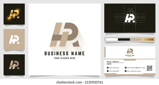 Letter HA or HR monogram logo with business card design