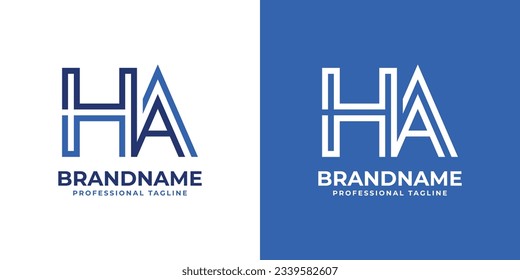 Letter HA Line Monogram Logo, suitable for business with HA or AH initials.