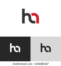 Letter ha linked lowercase logo design template elements. Red letter Isolated on black white grey background. Suitable for business, consulting group company.