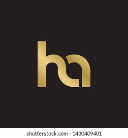 Letter ha linked lowercase logo design template elements. Gold letter Isolated on black  background. Suitable for business, consulting group company.