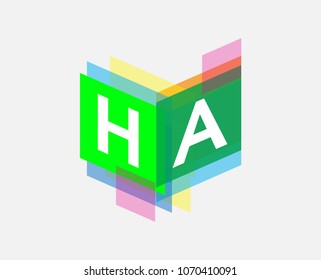 Letter HA logo with colorful geometric shape, letter combination logo design for creative industry, web, business and company.
