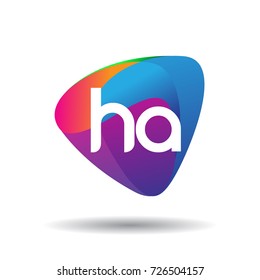 Letter HA logo with colorful splash background, letter combination logo design for creative industry, web, business and company.