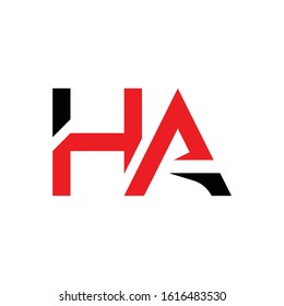 letter HA Logo Design Linked Vector Template With Red And Black. Initial HA Vector Illustration