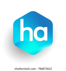 Letter HA logo in hexagon shape and colorful background, letter combination logo design for business and company identity.
