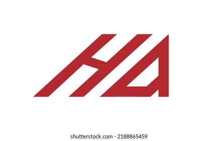 Letter HA Red Italic  Logo Design Icon Vector	